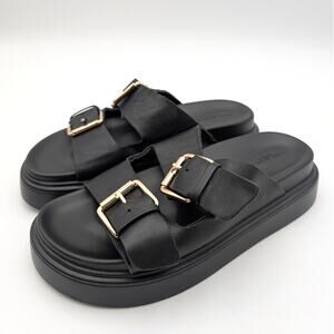 Tony Bianco Jagger Slide Sandals Women's Buckle Strap Black Size US7-7.5 EU38